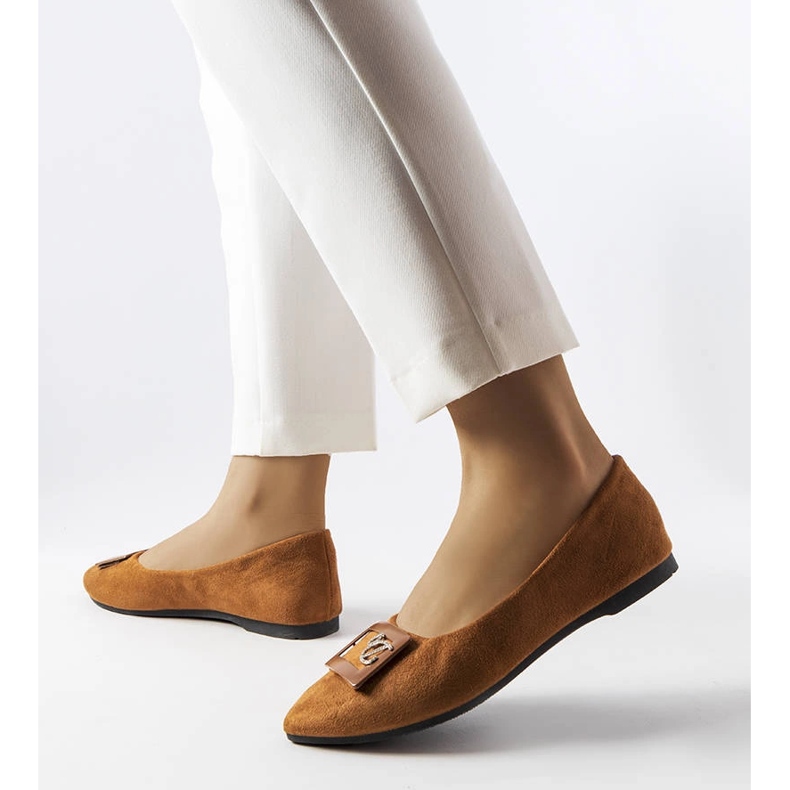 Hnědé baleríny zdobené kamínky od Fleminga hnědý 1