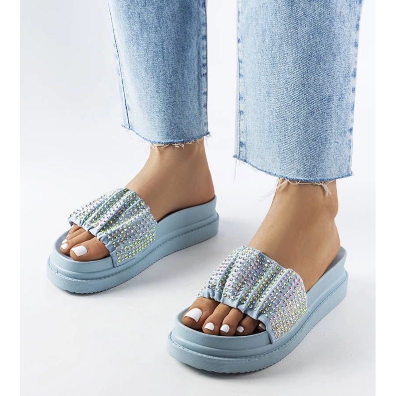 Modré slidery s kubickou zirkony od Franet modrý 1