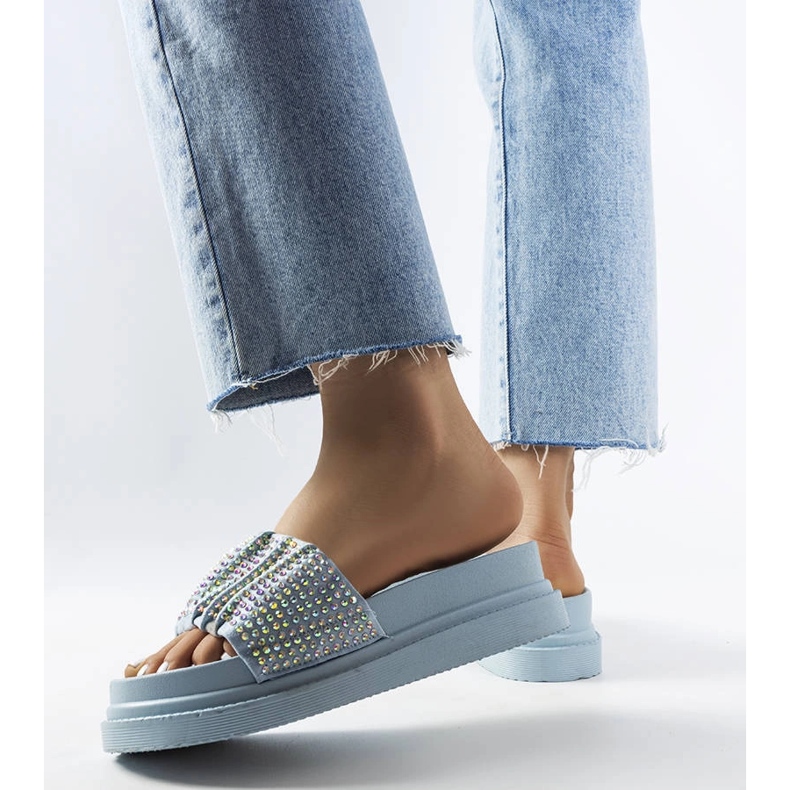 Modré slidery s kubickou zirkony od Franet modrý 2