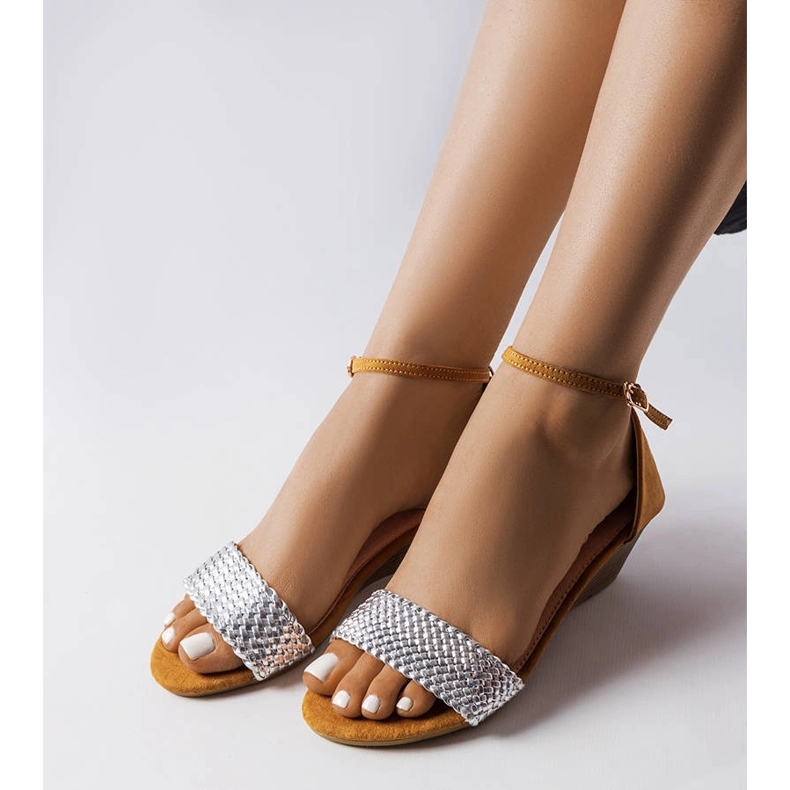 Veltri stříbrné sandály na klínku stříbrný 1