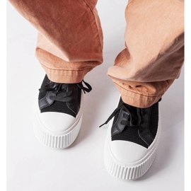 Černé látkové tenisky na platformě Mallus černý 2