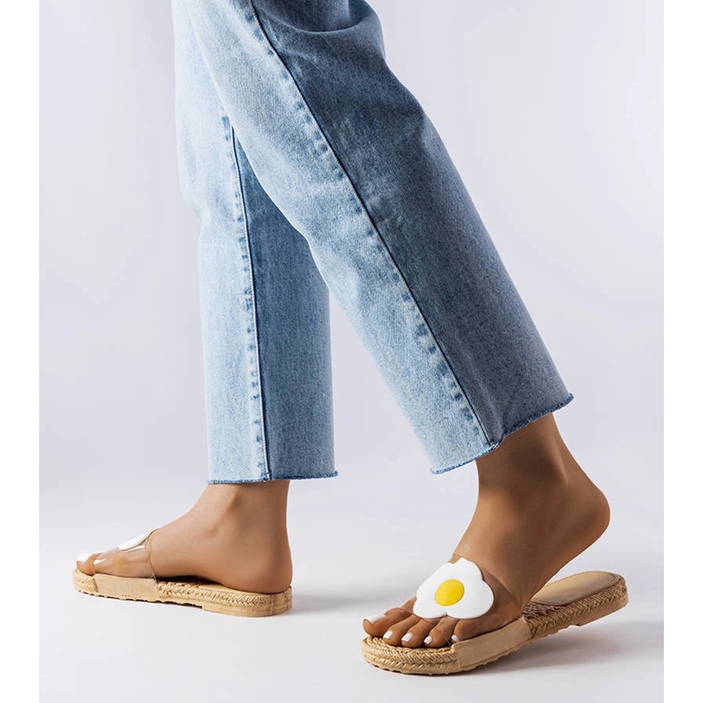 Transparentní pantofle s ozdobou Foddie bezbarvý 2