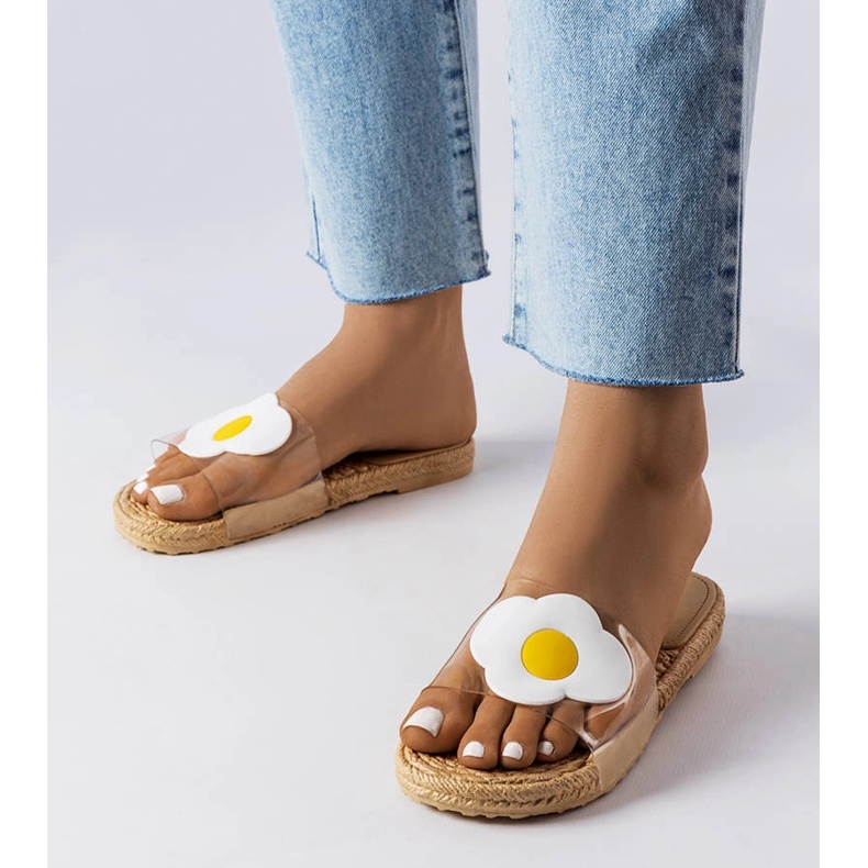 Transparentní pantofle s ozdobou Foddie bezbarvý 1