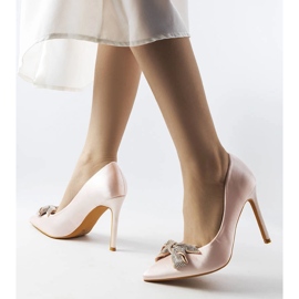 Inna Růžové jehlice se saténovým povrchem s mašličkou Madonna růžový 1