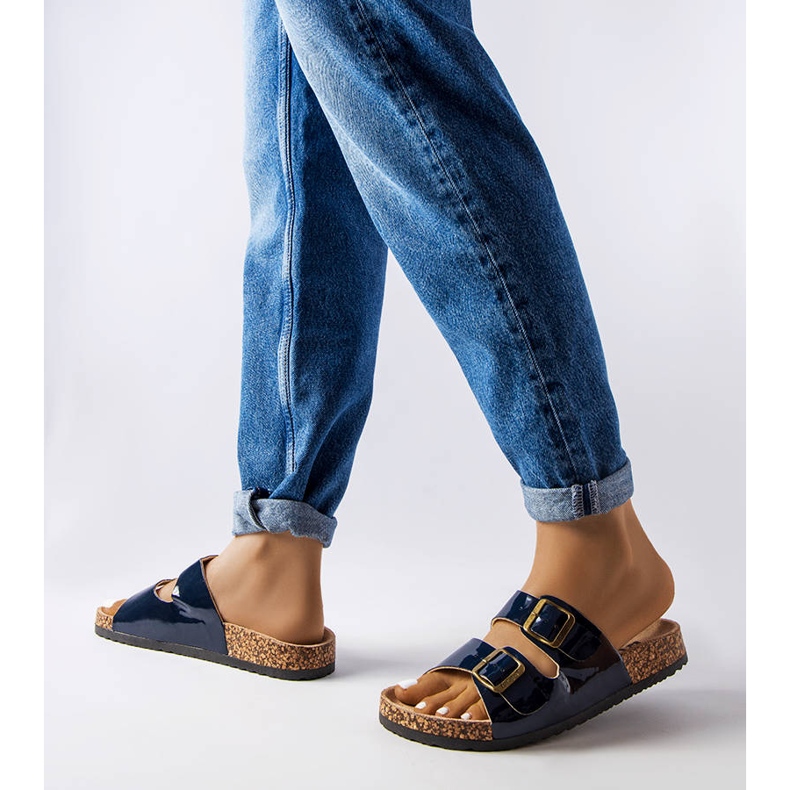 Modré korkové skluzavky s přezkami od Lee Cooper LCW-22-35-1157L modrý 2