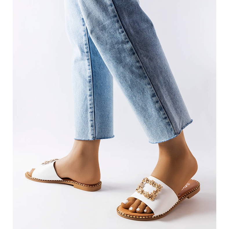 Miriam bílé posuvníky s dekorací bílý 2