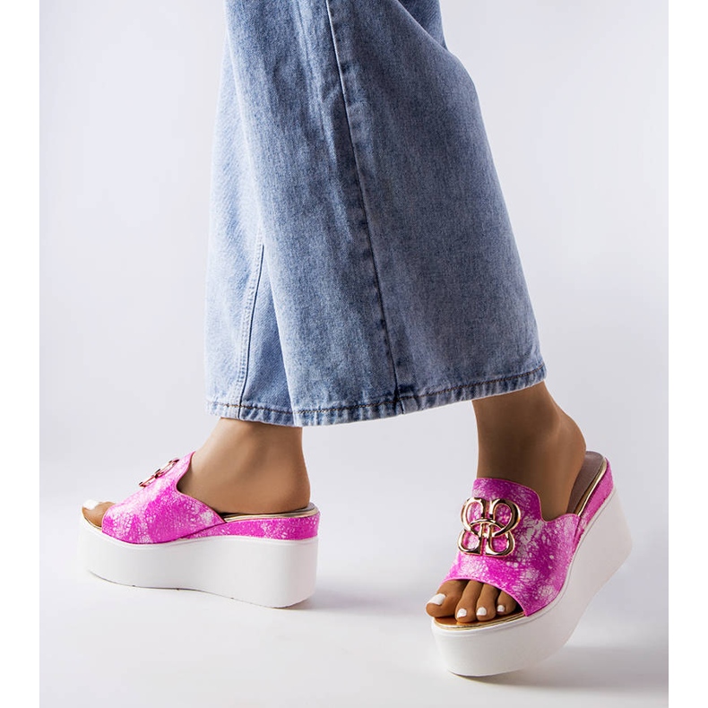 Růžové sandály na klínku Havanna růžový 1