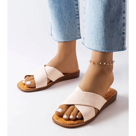 Inna Béžové pantofle Tiana béžový 1 Inna Béžové pantofle Tiana béžový 1