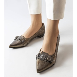 Stříbrné lodičky na nízkém podpatku značky Siciliano šedá 1