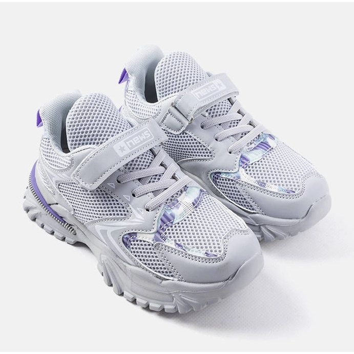 Šedé dětské tenisky na suchý zip od Robillard šedá 1