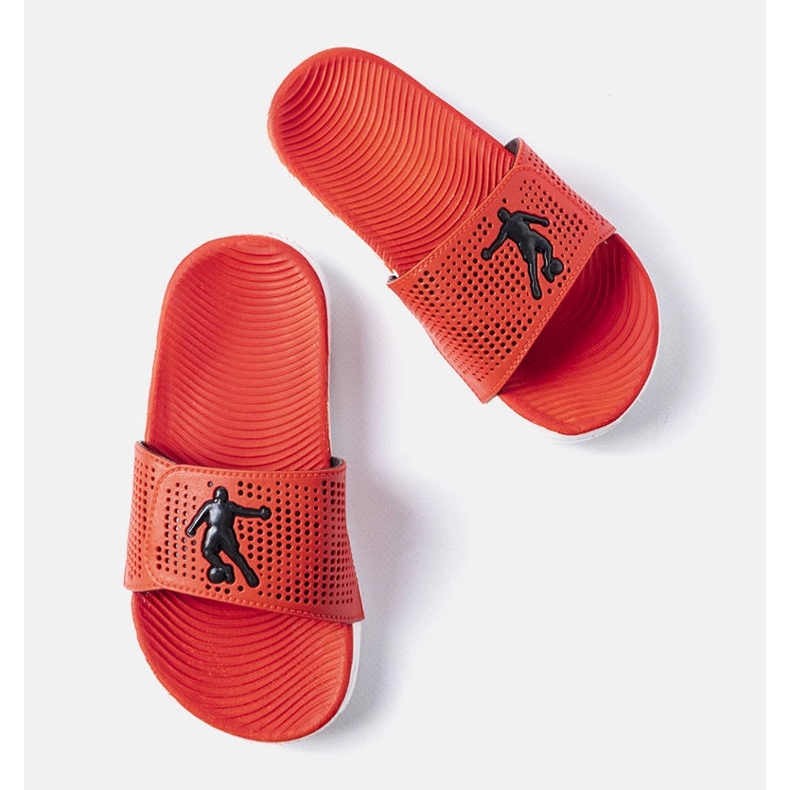 Červenobílé gumové pantofle z Atén červené 1