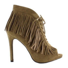 Otevřené šněrovací boty, boho styl 11015 Green zelený 1