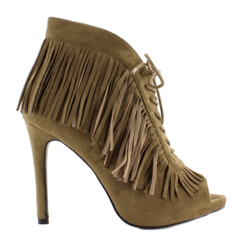 Otevřené šněrovací boty, boho styl 11015 Green zelený 1