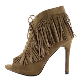 Otevřené šněrovací boty, boho styl 11015 Green zelený 2