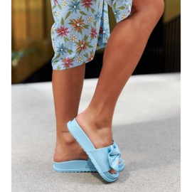 Modré slidery s mašlí od Servigliano modrý 2