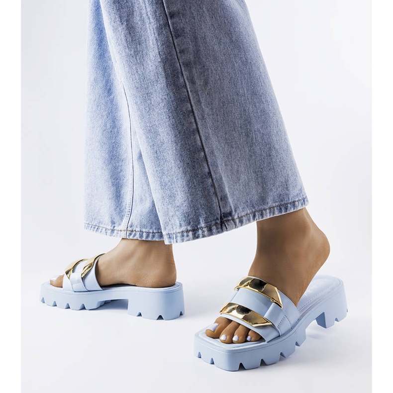 Modré slidery s robustní podrážkou od Provinc modrý 2