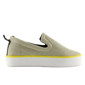 Iridescentní slip-on s páskem na patě W-3004 Gold zlatý 1
