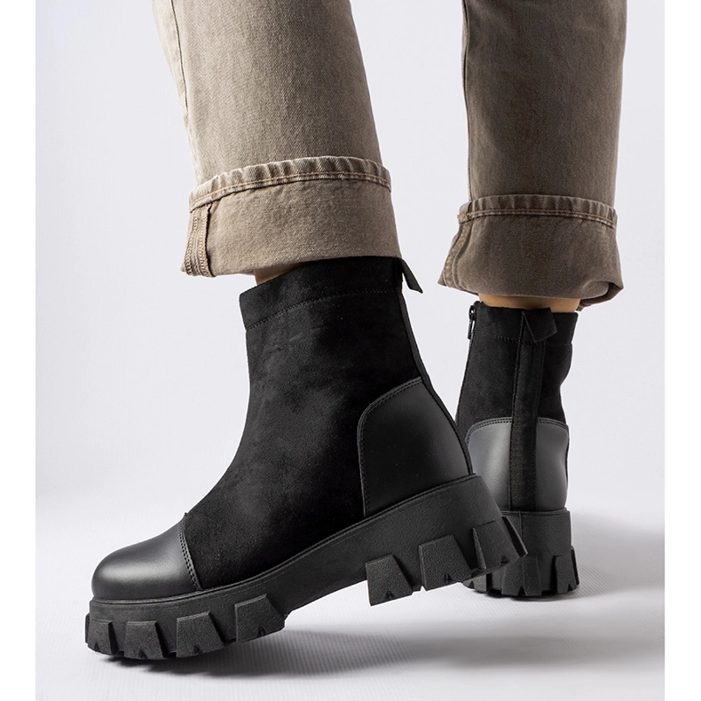 Černé eko-semišové dělníky s běhounem Milo B026-17 Black černá 1