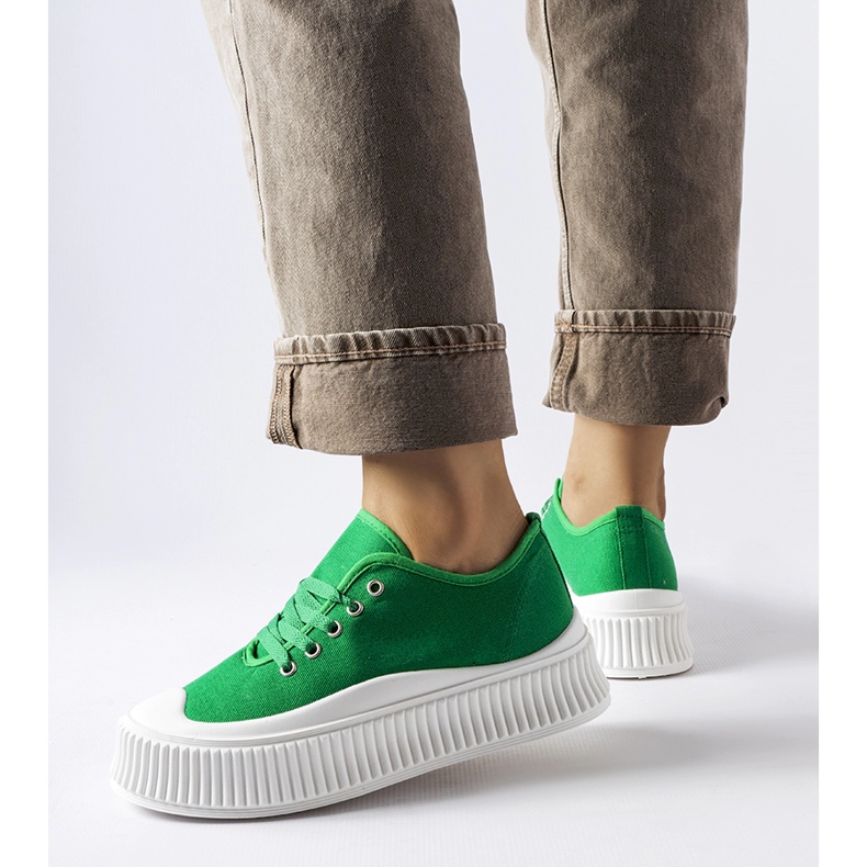 Zelené tenisky Rina na platformě zelená 1