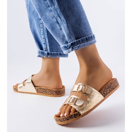 Zlaté žabky s korkovou podrážkou Cincinna zlatý 2