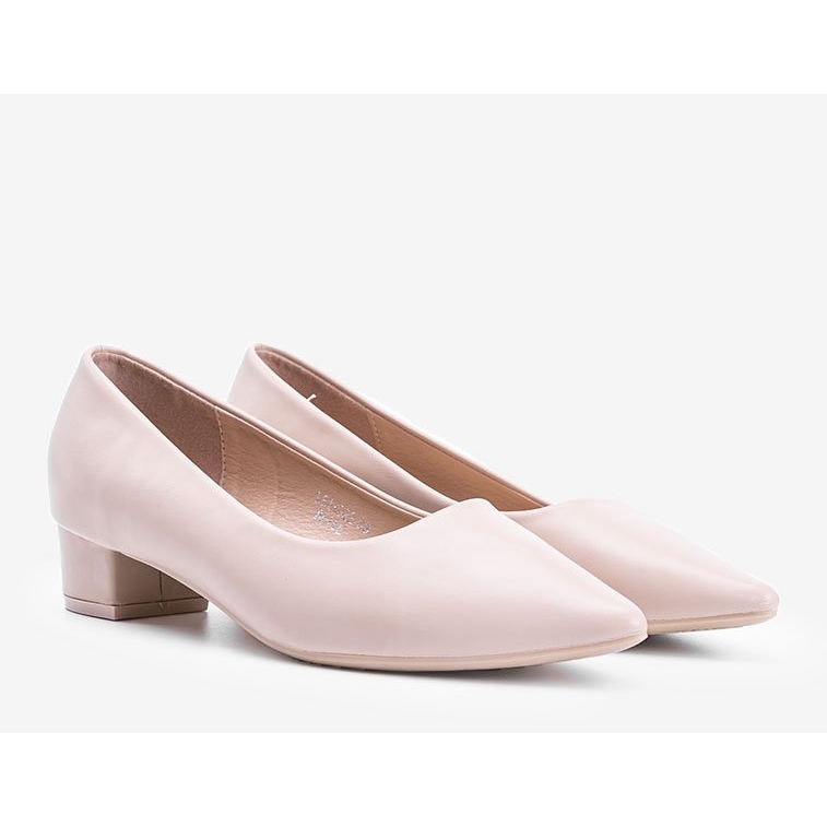 Béžové lodičky na nízkém sloupku Zafira béžový 1