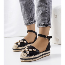 Černé espadrilky s kubickou zirkonií Taimi černý 1