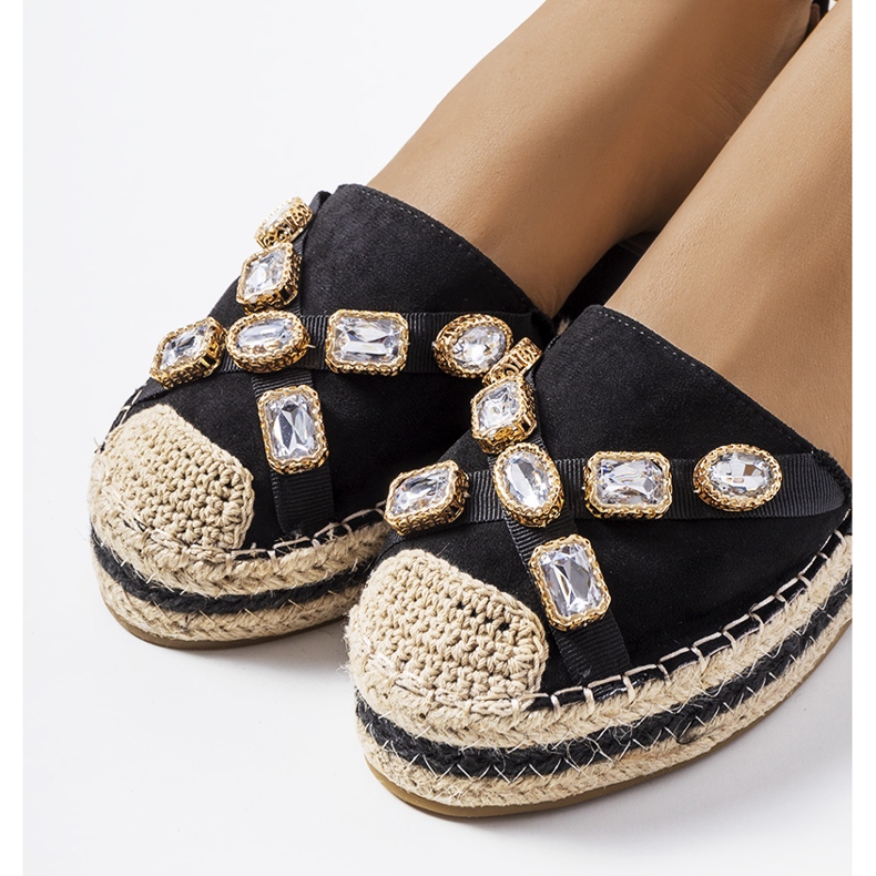 Černé espadrilky s kubickou zirkonií Taimi černý 2