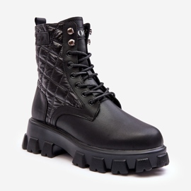 Kožené pracovní boty na plochém podpatku GOE MM2N4021 Black černá 3