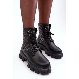 Kožené pracovní boty na plochém podpatku GOE MM2N4021 Black černá 8