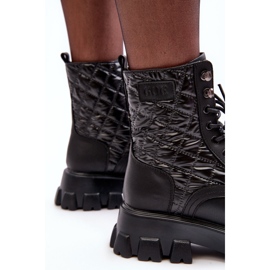 Kožené pracovní boty na plochém podpatku GOE MM2N4021 Black černá 6