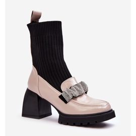 Dámské kozačky s ponožkou na vysokém podpatku Béžová S.Barski MR870-41 béžový 1 Dámské kozačky s ponožkou na vysokém podpatku Béžová S.Barski MR870-41 béžový 1