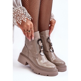 Patentované dámské kozačky s ozdobou Béžová S.Barski MR870-53 béžový 2