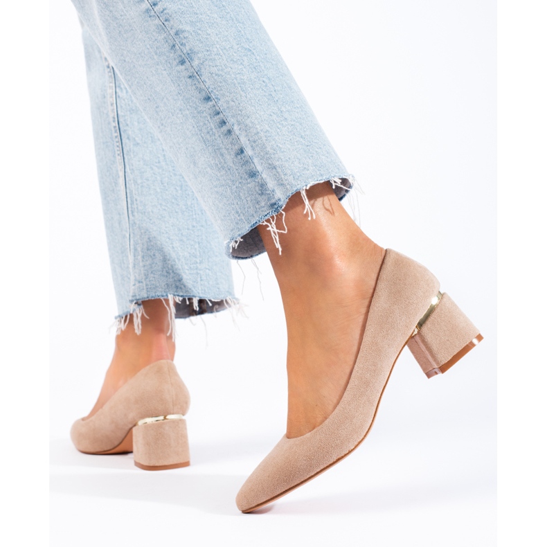 Goodin Elegantní semišové lodičky béžový 2