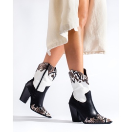 Černobílé dámské kovbojské boty Shelovet černá 1