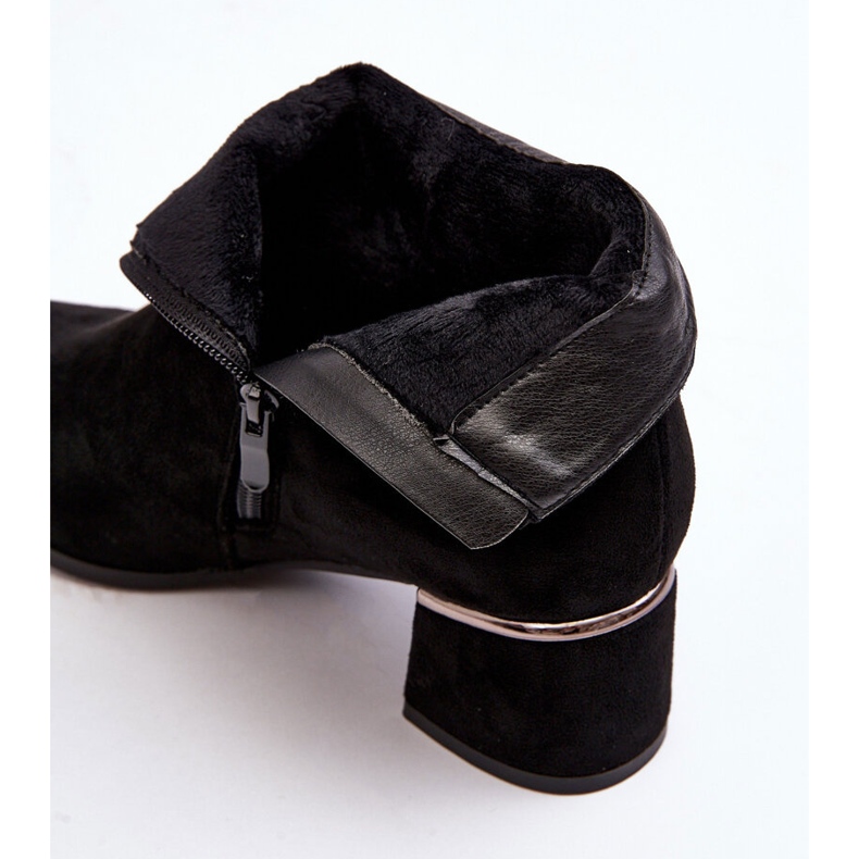 PE1 Semišové dámské kozačky na vysokém podpatku černá Mebassa 2