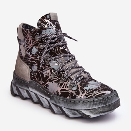 Kožené dámské zateplené kotníkové boty Maciejka 06146-03 Šedá černá 1