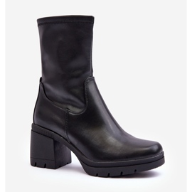 Sergio Leone Dámské kožené kotníkové boty na robustním podpatku, černá Flavie 1 Sergio Leone Dámské kožené kotníkové boty na robustním podpatku, černá Flavie 1