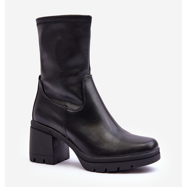 Sergio Leone Dámské kožené kotníkové boty na robustním podpatku, černá Flavie 1 Sergio Leone Dámské kožené kotníkové boty na robustním podpatku, černá Flavie 1