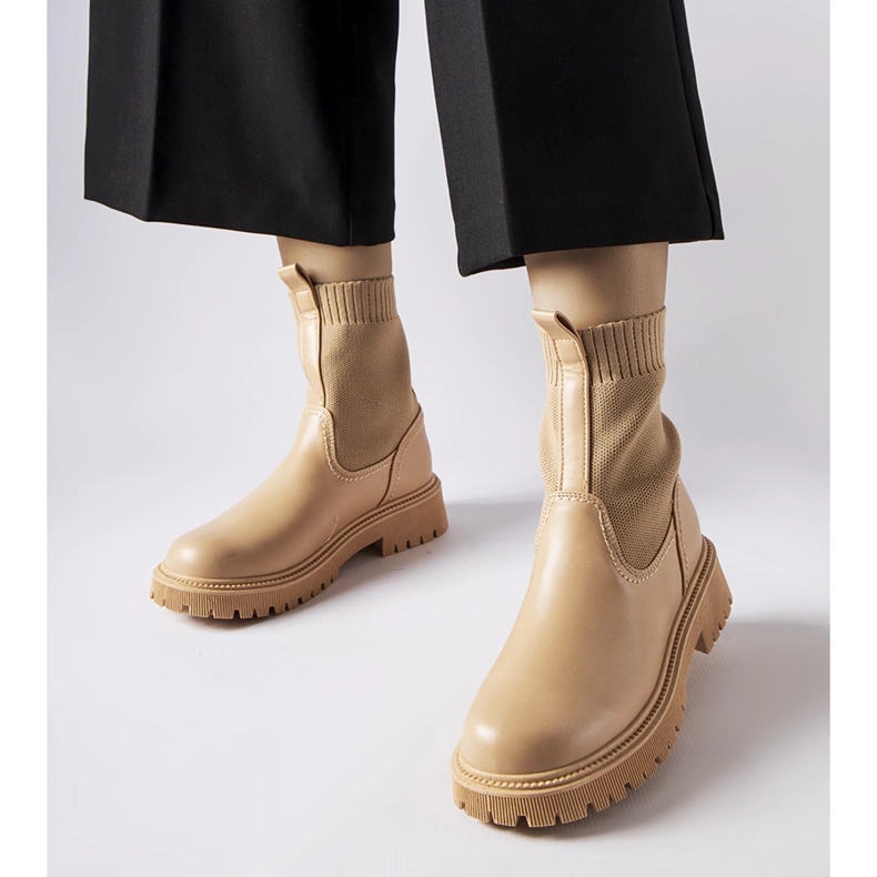 Béžové eko-semišové kozačky Big Star MM274542 béžový 1