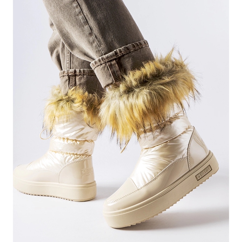 Big Star Béžové zateplené sněhule s kožíškem MM274380 béžový 1