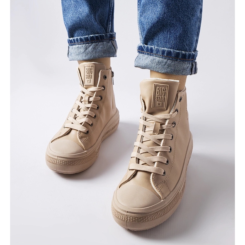 Béžové zateplené tenisky Big Star MM274022 béžový 2