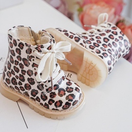 Zateplené dětské kotníkové boty na zip, Béžová a hnědá Dolida béžový 2 Zateplené dětské kotníkové boty na zip, Béžová a hnědá Dolida béžový 2