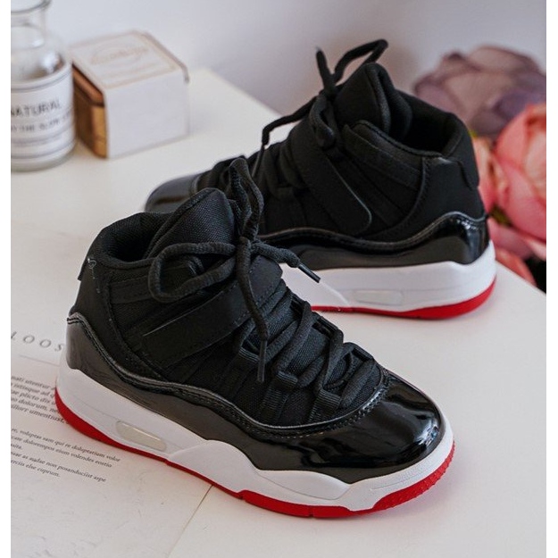 Dětské sportovní šněrovací boty Černočervená Darina černá 2