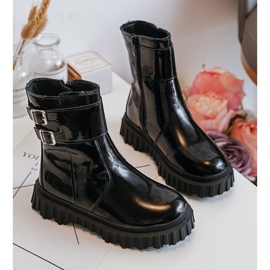 Dětské lakované kotníkové boty s přezkami, Black Chloraia černý 2