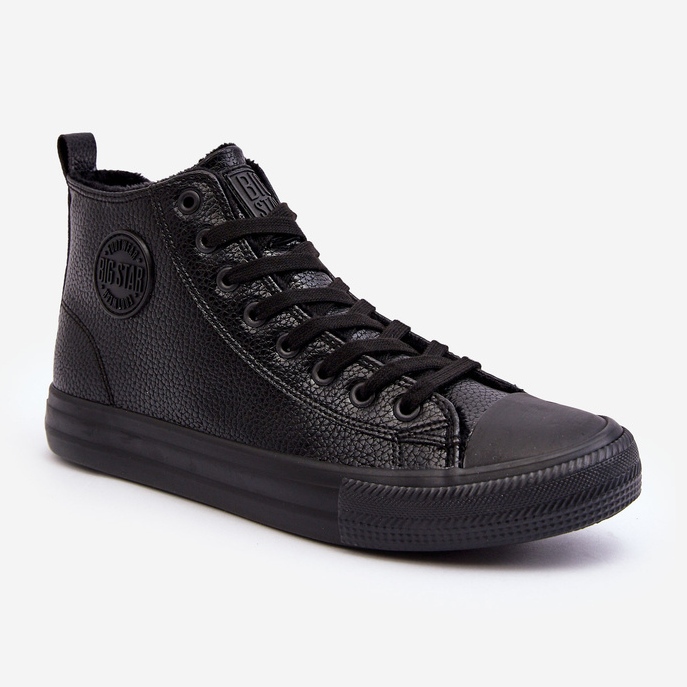 Zateplené pánské tenisky se zipem Black Big Star MM174012 černý 1