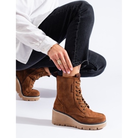Goodin Šněrovací boty na klínku Camel Shelovet hnědý 1