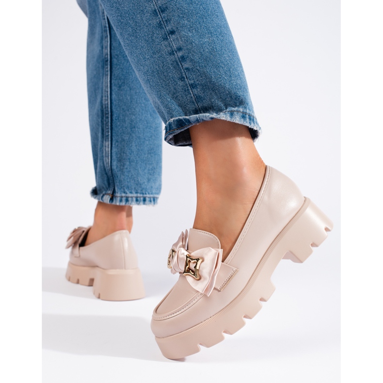 Shelovet perlové mokasíny s mašlí béžový 1