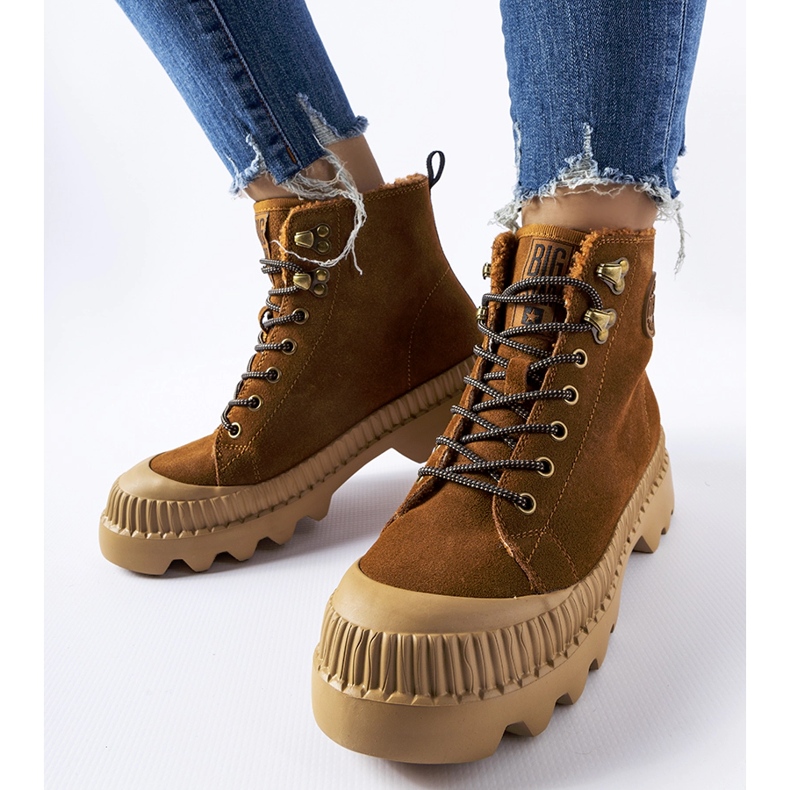 Hnědé kožené dělníky Big Star KK274520 hnědý 2