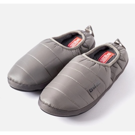 Big Star Šedé zateplené pánské pantofle KK174362 šedá 1