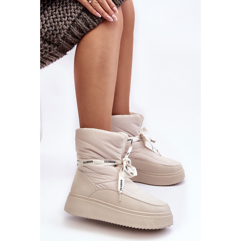 PS1 Dámské sněhule s ozdobným šněrováním, světle béžová Siracna béžový 1 PS1 Dámské sněhule s ozdobným šněrováním, světle béžová Siracna béžový 1